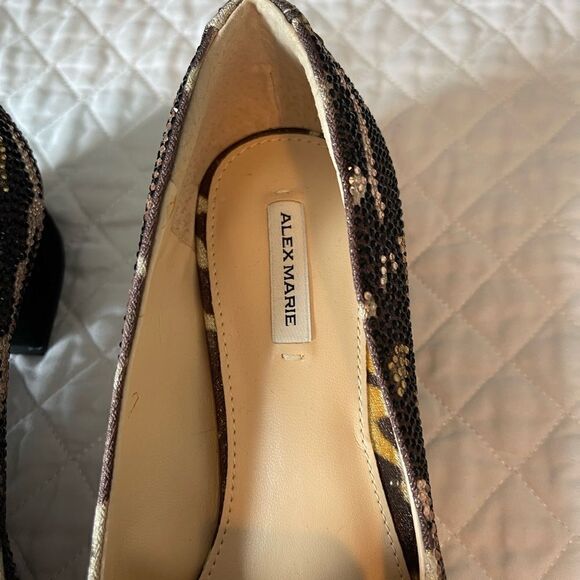 Alex Marie new without beaded animal print loafers,‎ brown tan, size 6 - Picture 6 of 14